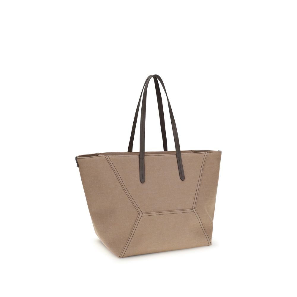 Brunello Cucinelli Beige Cotton Shoulder Bag - Image 2