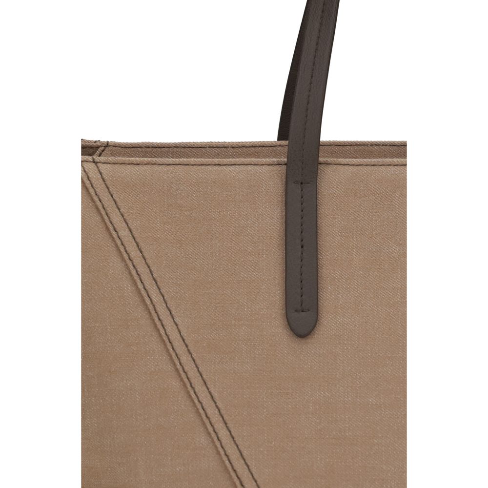 Brunello Cucinelli Beige Cotton Shoulder Bag - Image 4