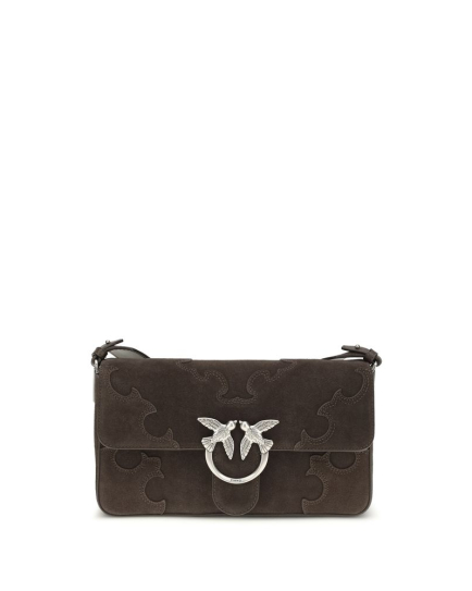 PINKO Brown Calf Leather Bos Taurus Shoulder Bag