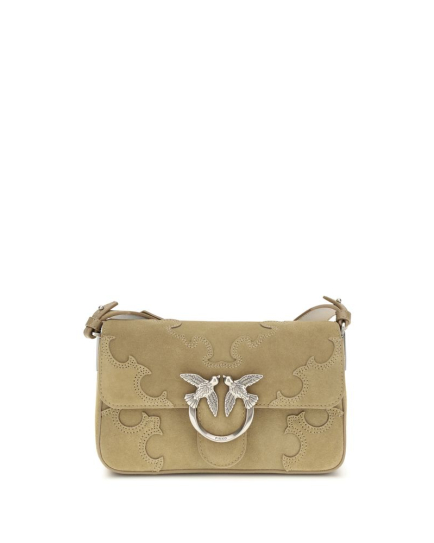 PINKO Beige Calf Leather Bos Taurus Shoulder Bag