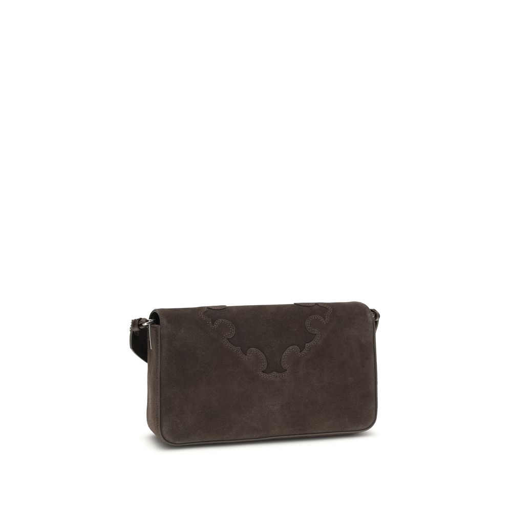 PINKO Brown Calf Leather Bos Taurus Shoulder Bag - Image 3
