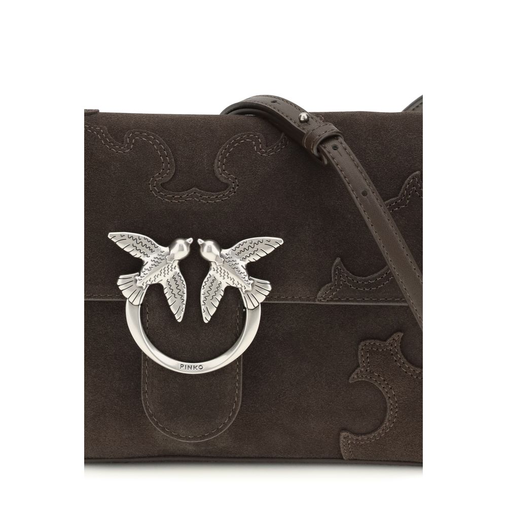 PINKO Brown Calf Leather Bos Taurus Shoulder Bag - Image 4