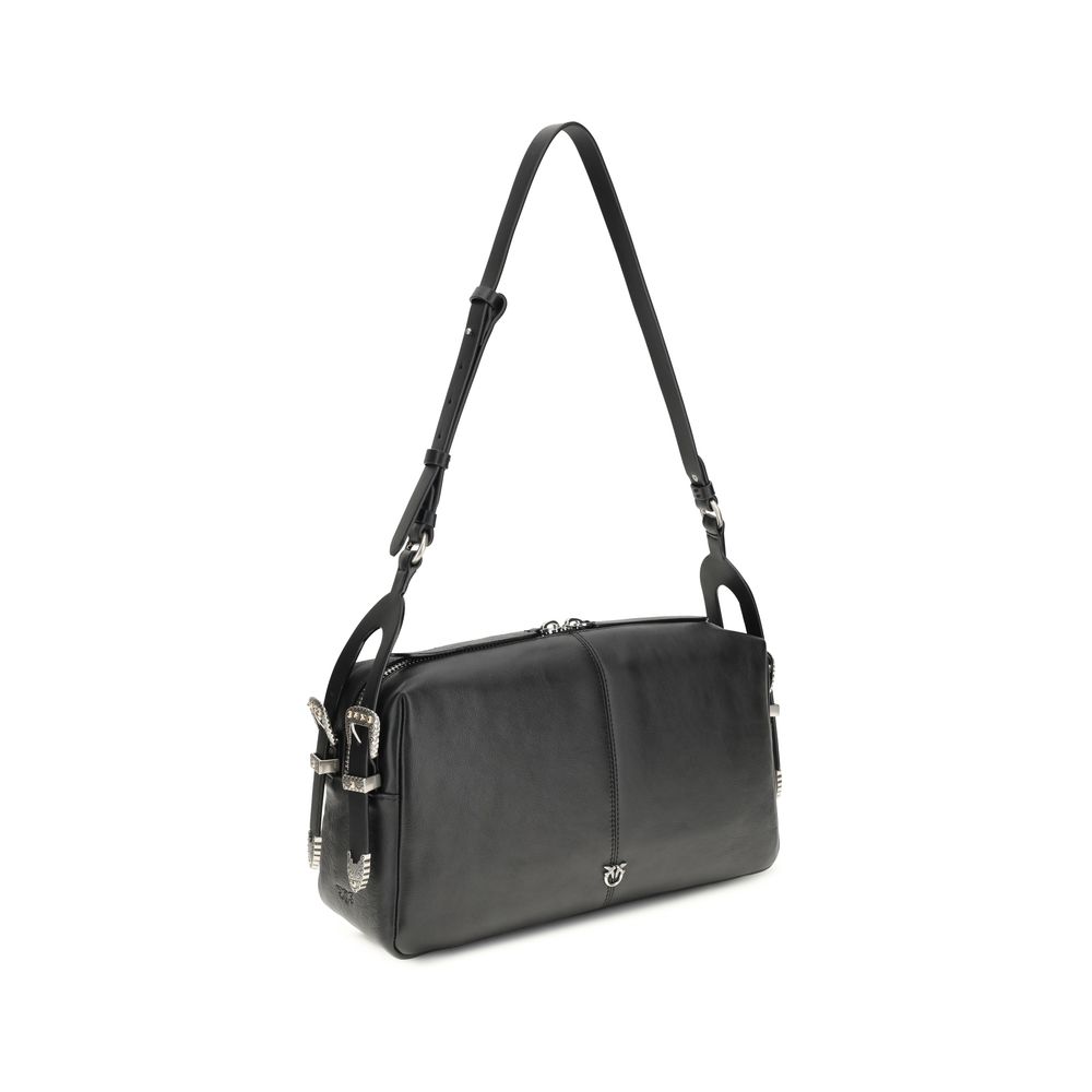 PINKO Black Calf Leather Bos Taurus Shoulder Bag - Image 2