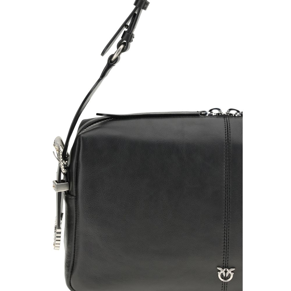 PINKO Black Calf Leather Bos Taurus Shoulder Bag - Image 4