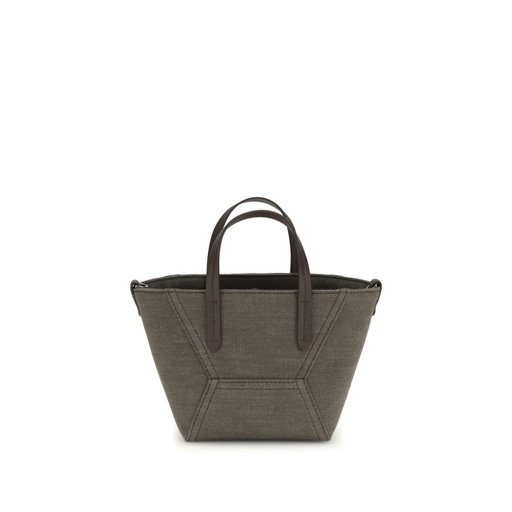 Brunello Cucinelli Bicolor Fabric Shoulder Bag