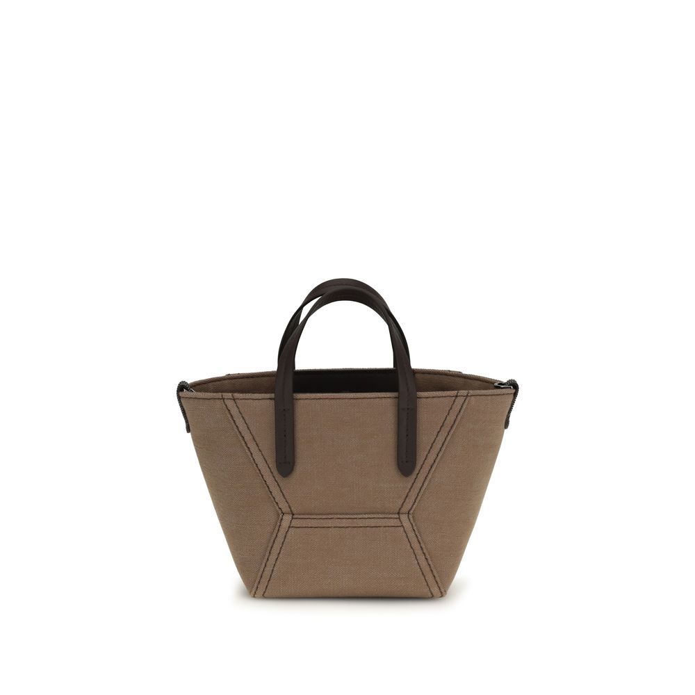 Brunello Cucinelli Beige Fabric Shoulder Bag