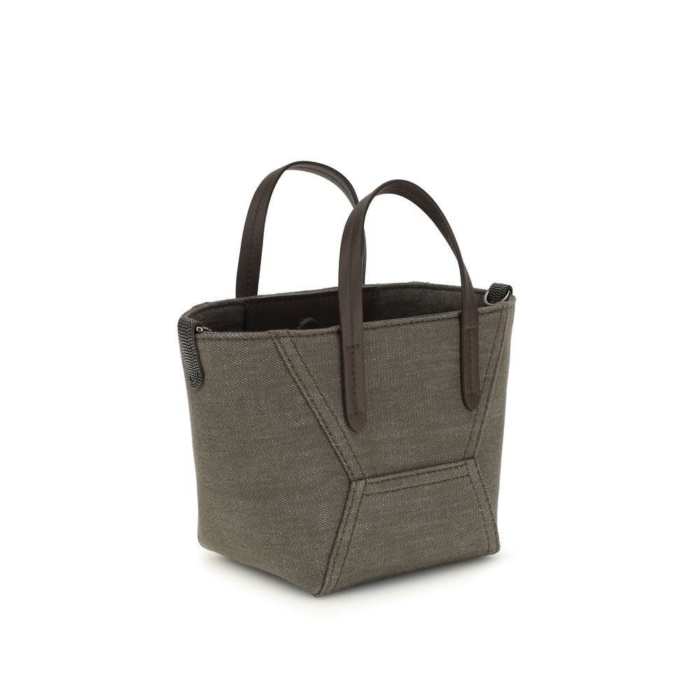 Brunello Cucinelli Bicolor Fabric Shoulder Bag - Image 2