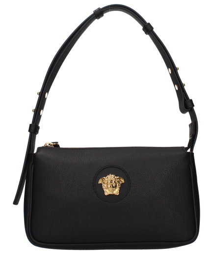 Versace Black Leather Shoulder Bag