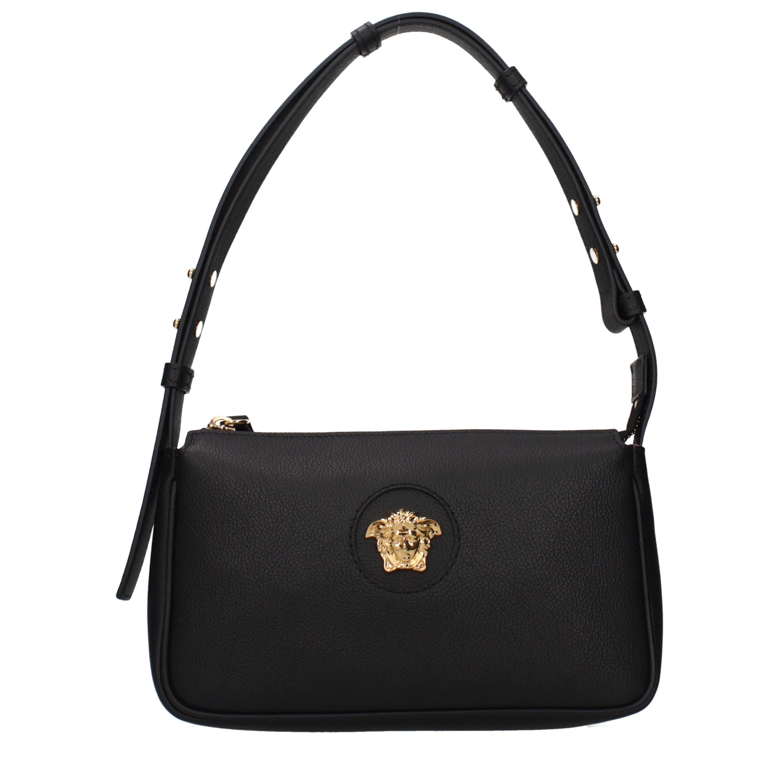 Versace Black Leather Shoulder Bag